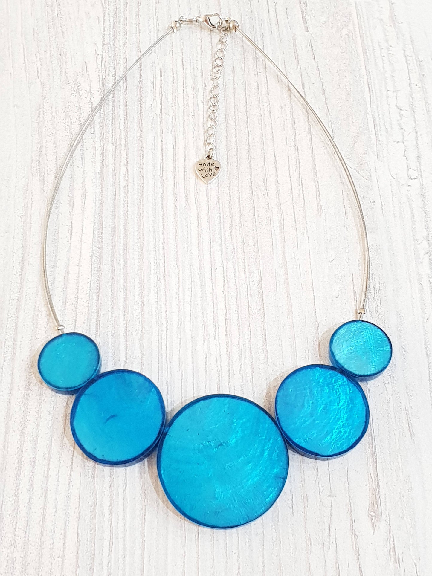 Capiz Necklace turqiose short / pendant approx. 20-40mm