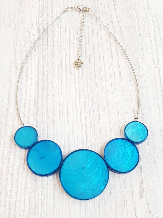 Capiz Necklace turqiose short / pendant approx. 20-40mm