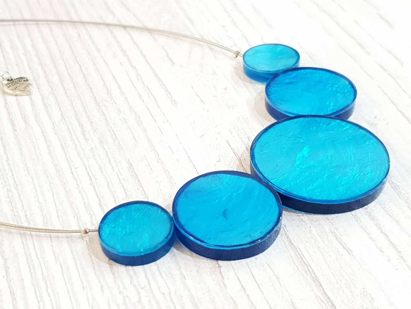 Capiz Necklace turqiose short / pendant approx. 20-40mm