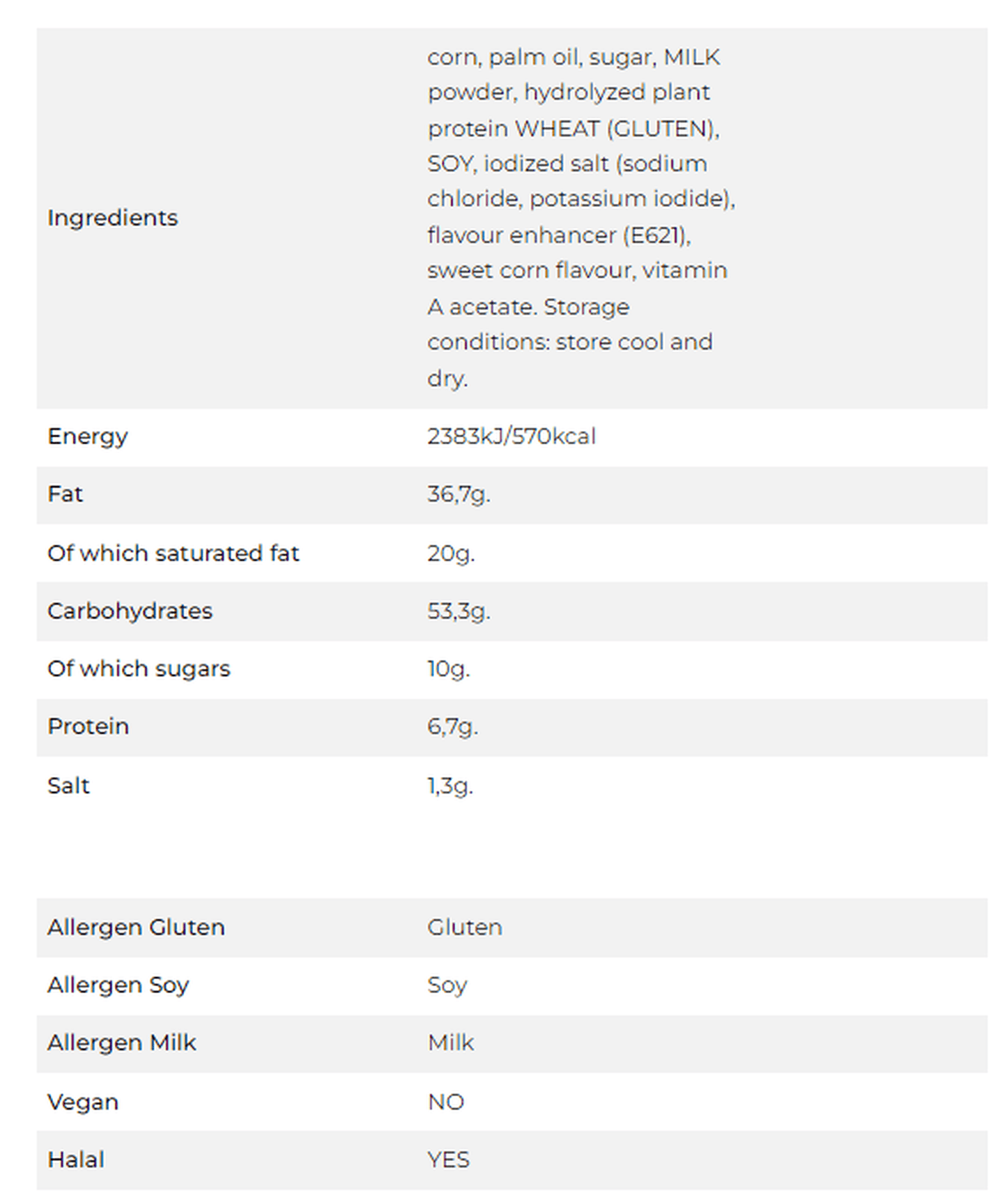 Tomi Sweet Corn Chips 110g