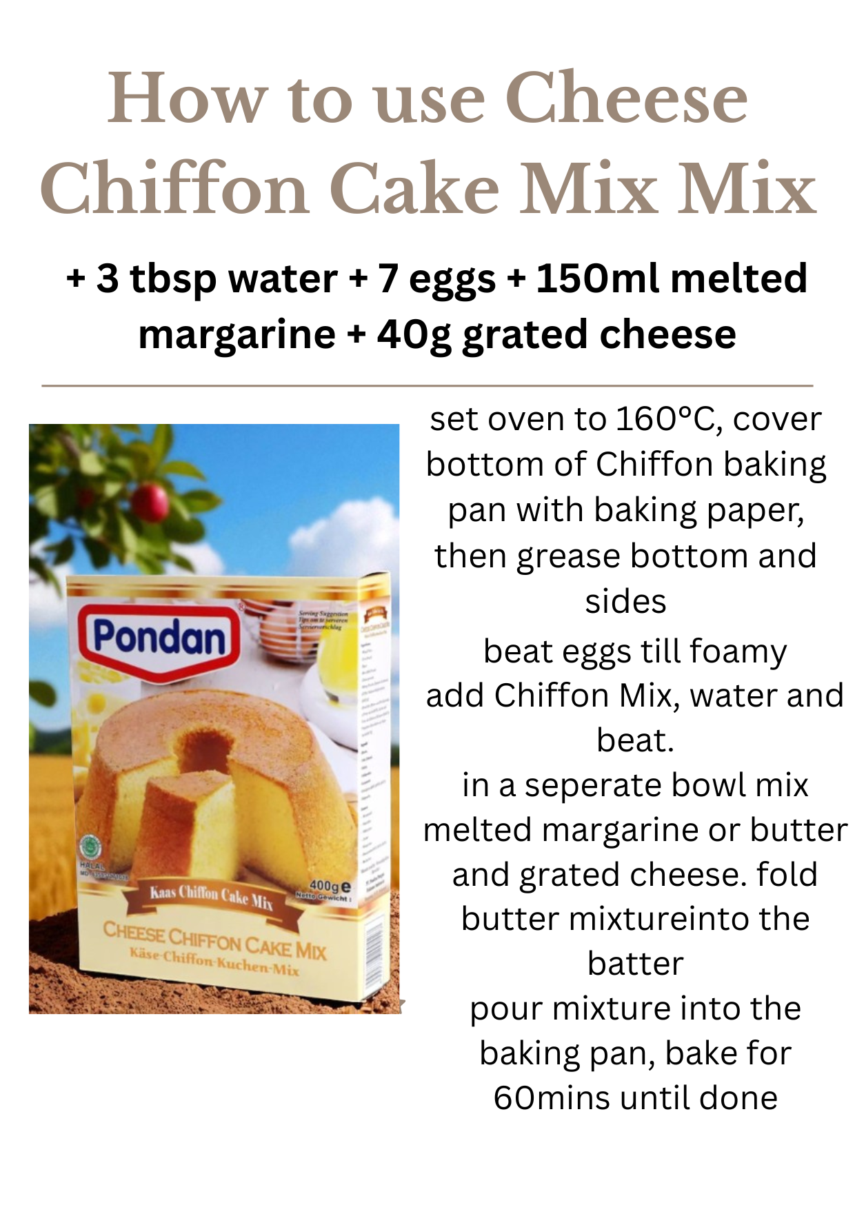 Cheese Chiffon Cake Mix 400g