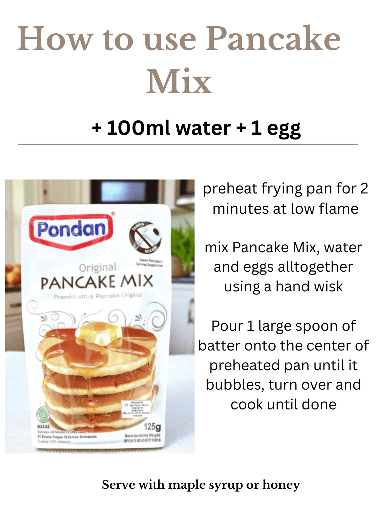 Pondan Pancake Mix 125g