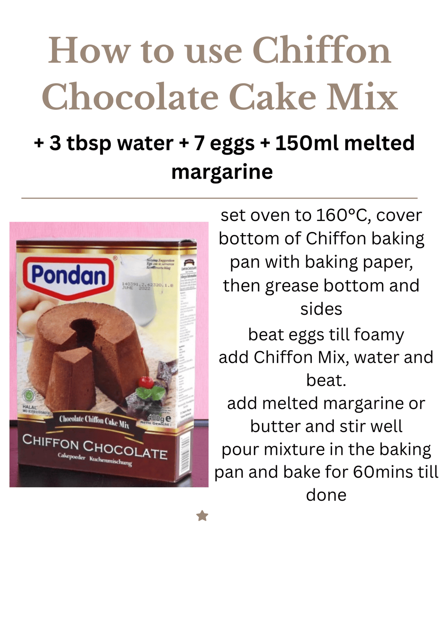 Chiffon Chocolate Cake Mix 400g