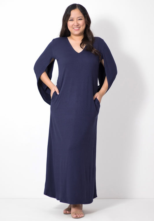 Wraparound Cape Sleeves Maxi Dress !!!!!!MADE TO ORDER!!!!!!