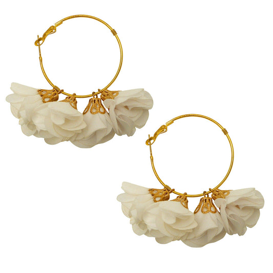 Hoop Flower Earrings white