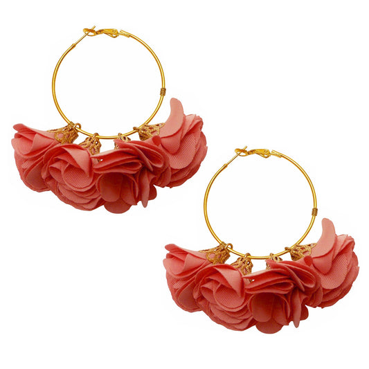Hoop Flower Earrings pink