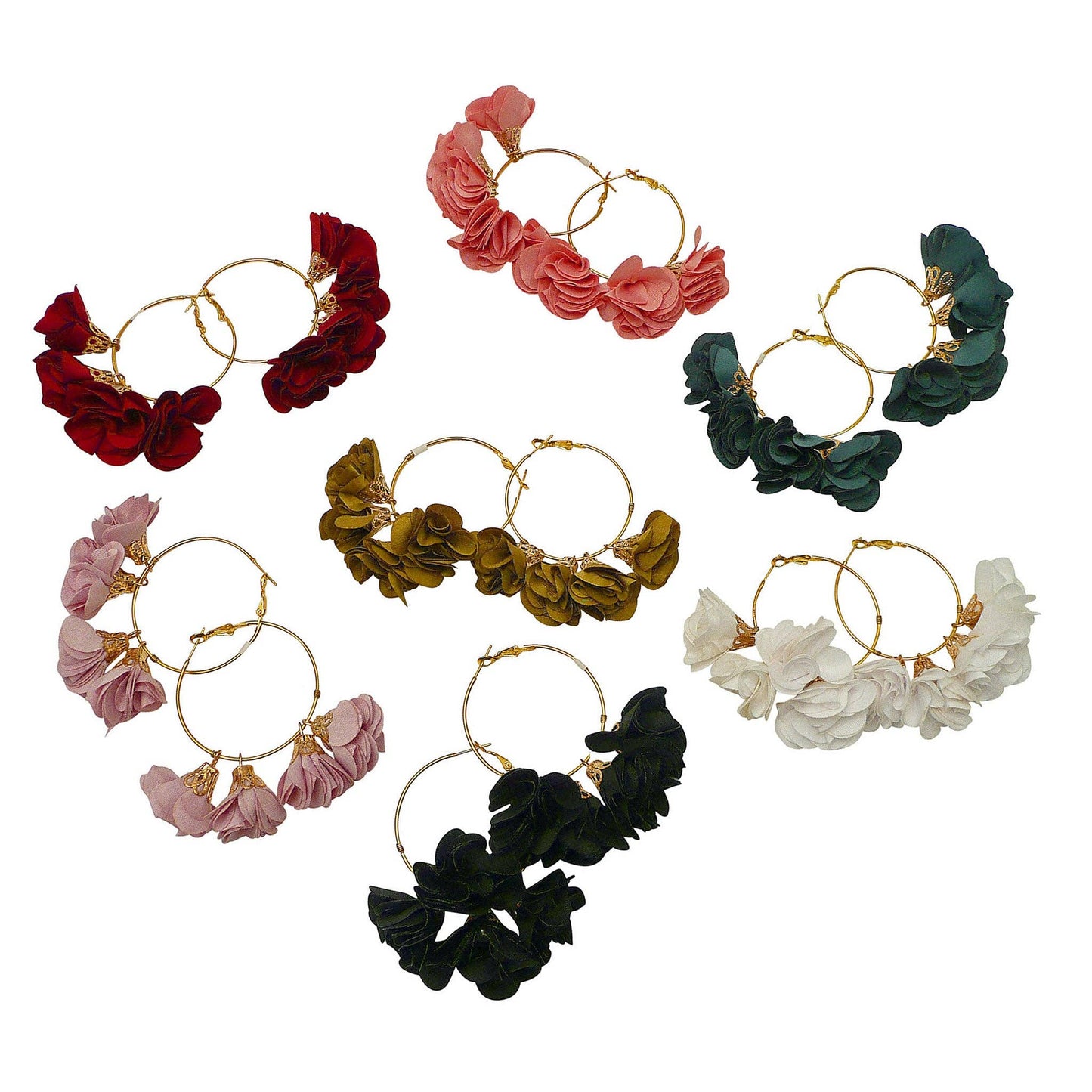 Hoop Flower Earring black