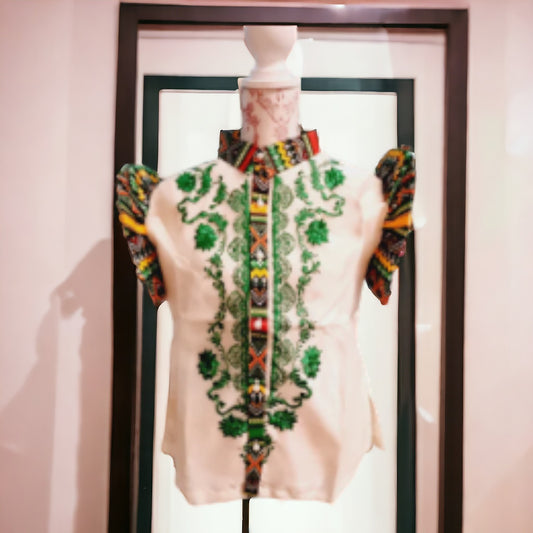Philippine Filipiniana ethnic blouse green