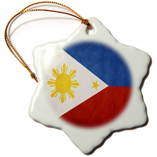 Porcelain snowflake ornament, Flag of the Philippines, 7.6cm