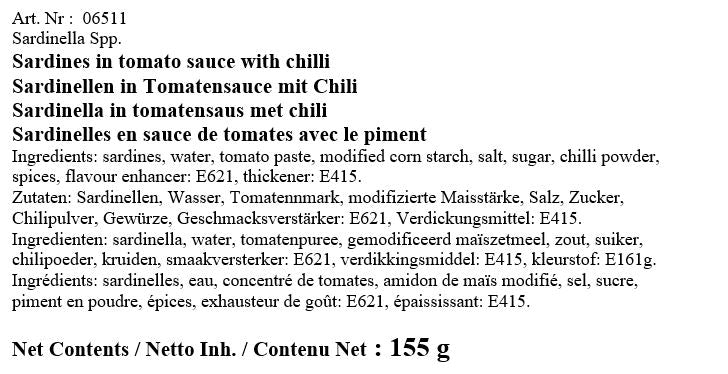 Sardines in Tomato Sauce Chili hot 155g