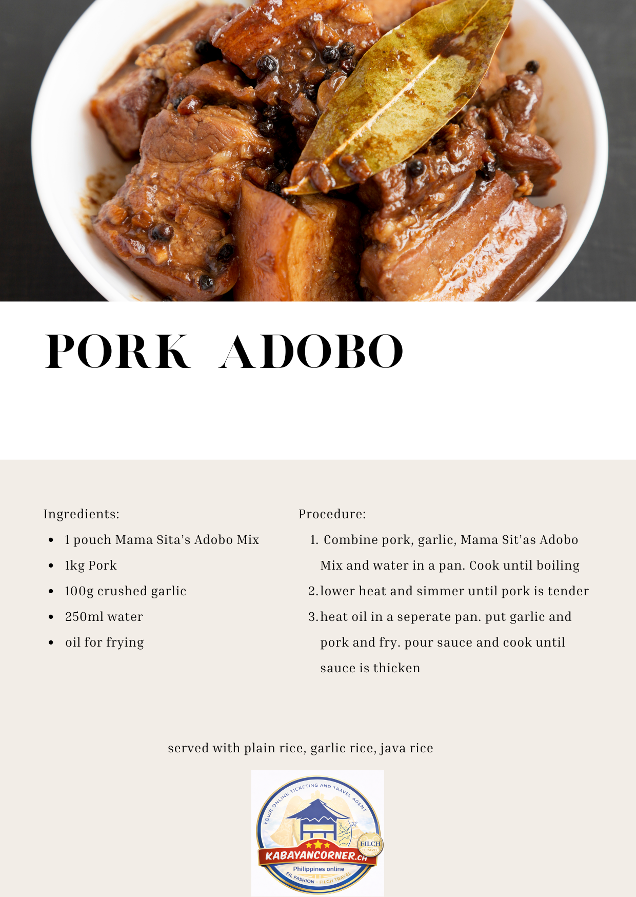 Pork Adobo with Mama Sita's Adobo Mix