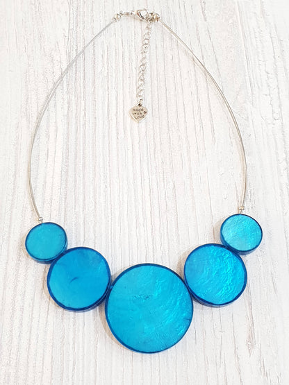 Capiz Necklace turqiose short / pendant approx. 20-40mm