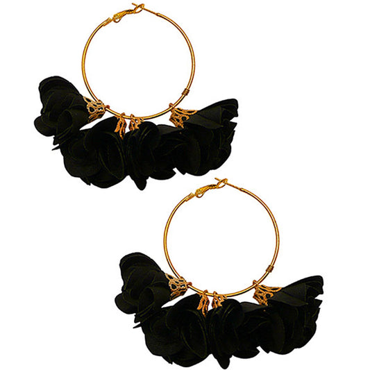 Hoop Flower Earring black