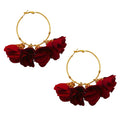 Hoop Flower Earring dark red