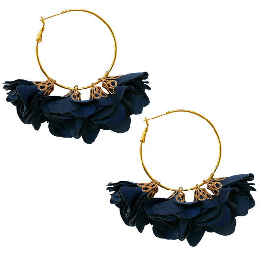 Hoop Flower Earring blue