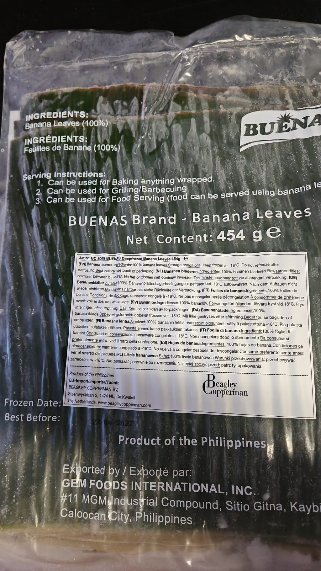 Frozen Banana Leaves 454g  ***PICK UP ONLY***