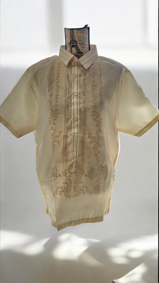 Philippine Mens Barong beige short sleeves