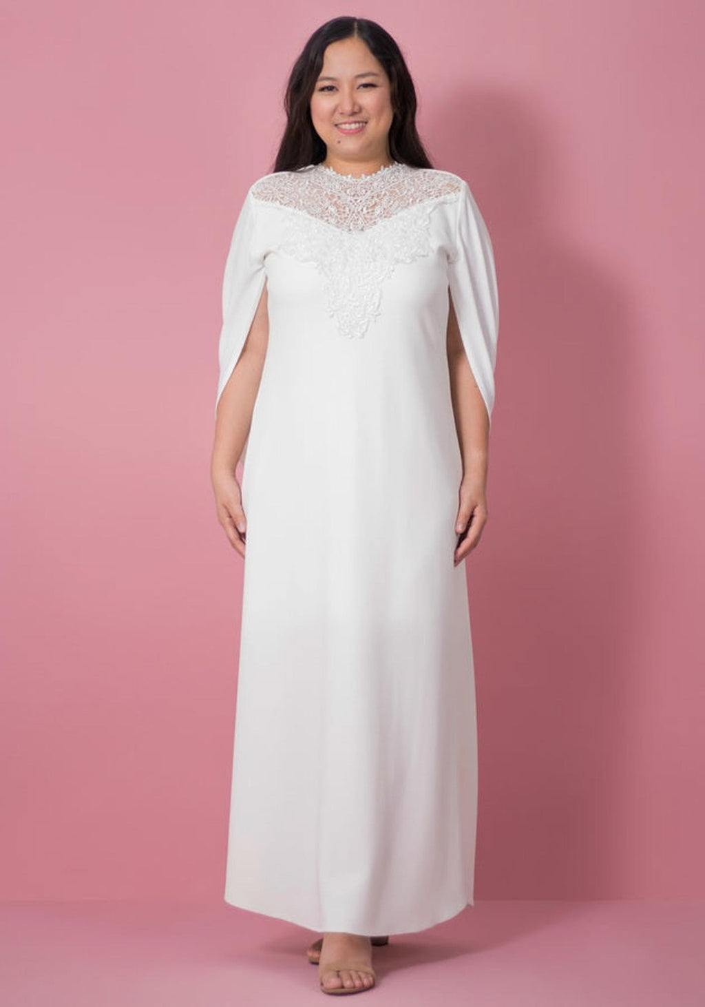 Emdroidered Lace Wraparoud Cape Sleeve Maxi Dress  !!!!!!MADE TO ORDER!!!!!!