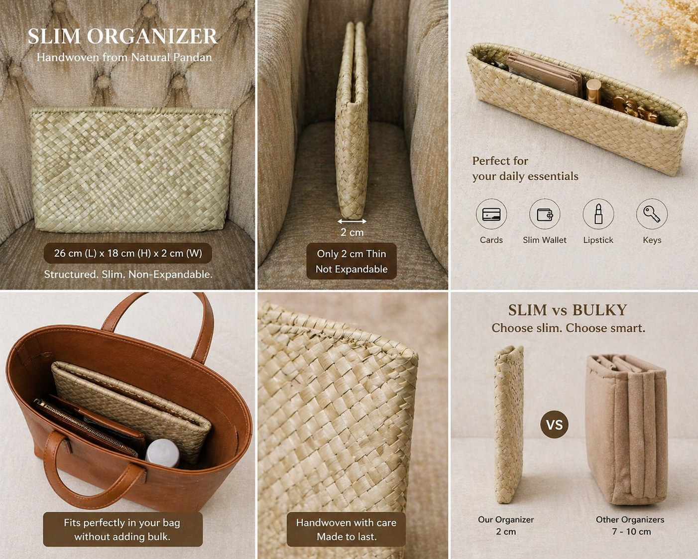 Handwoven Pandan kabayancorner Bag organizer