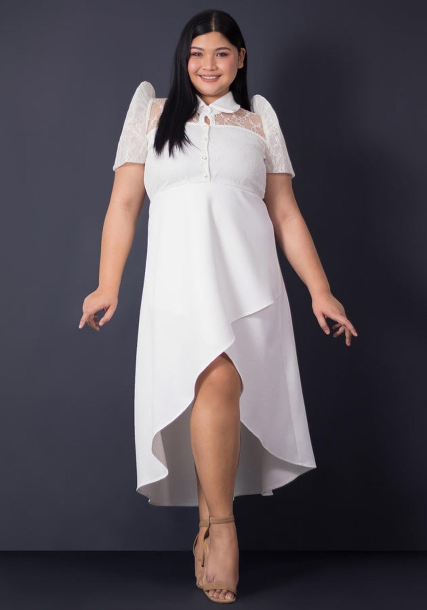 Philippine Filipiniana Collared Overlap Mullet Maxi Dress  !!!!!!!MADE TO ORDER!!!!!!