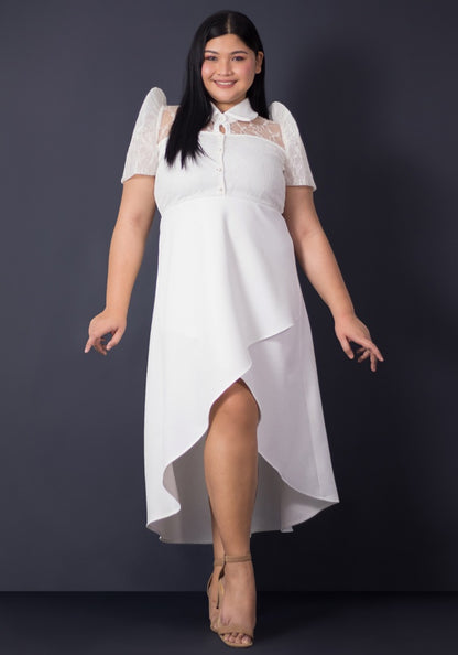 Philippine Filipiniana Collared Overlap Mullet Maxi Dress  !!!!PREORDER!!!