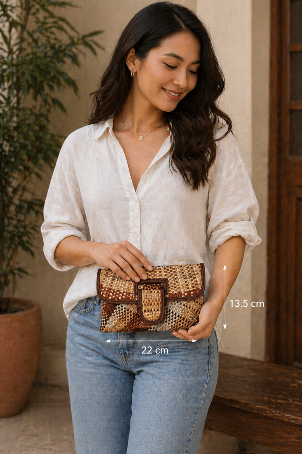 Pandan Overlap Bag/Clutch w/ Chain
