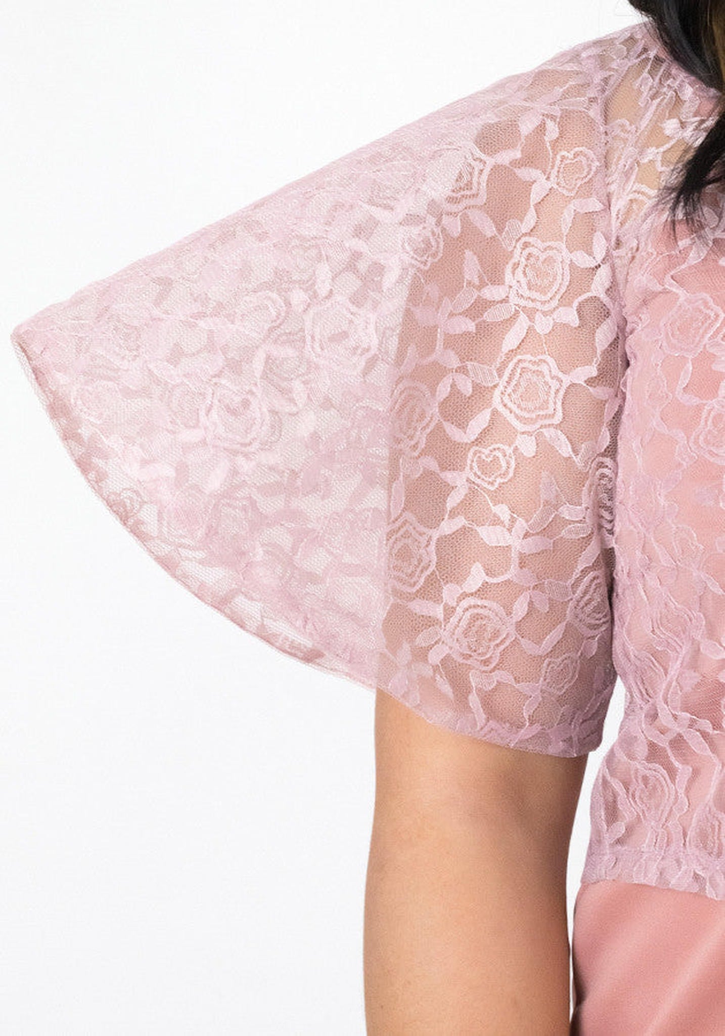 Voluminous Flared Sleeves Maxi Dress old rose color !!!MADE TO ORDER!!!