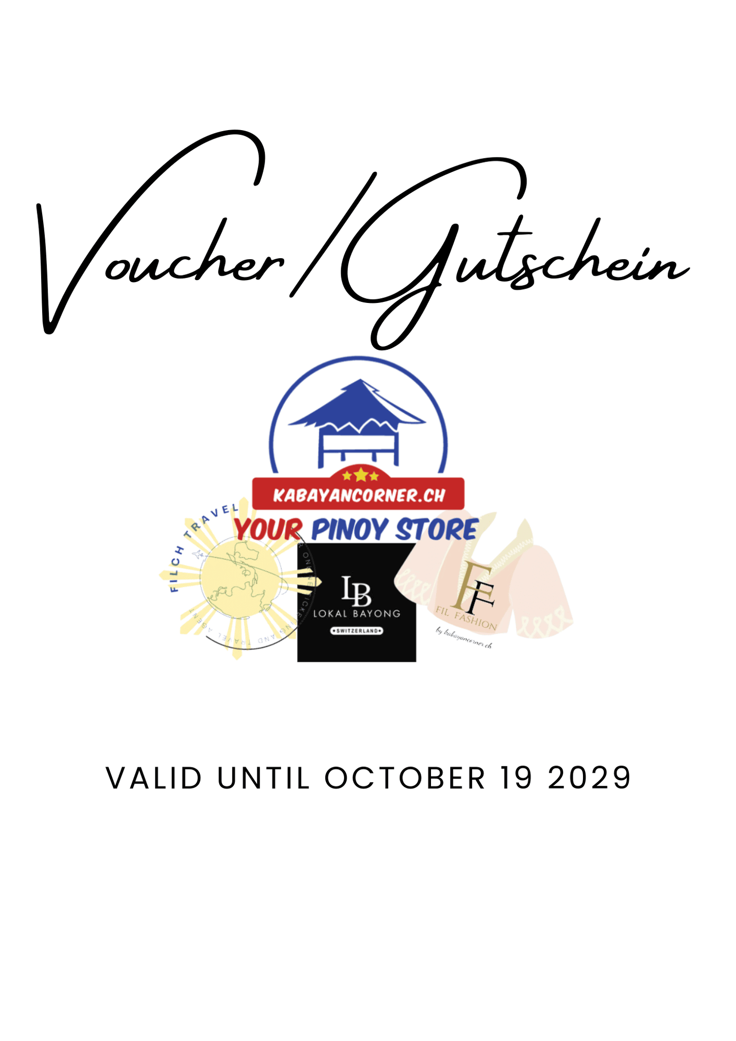Voucher/Gutschein  for online orders valid till October 29 2029