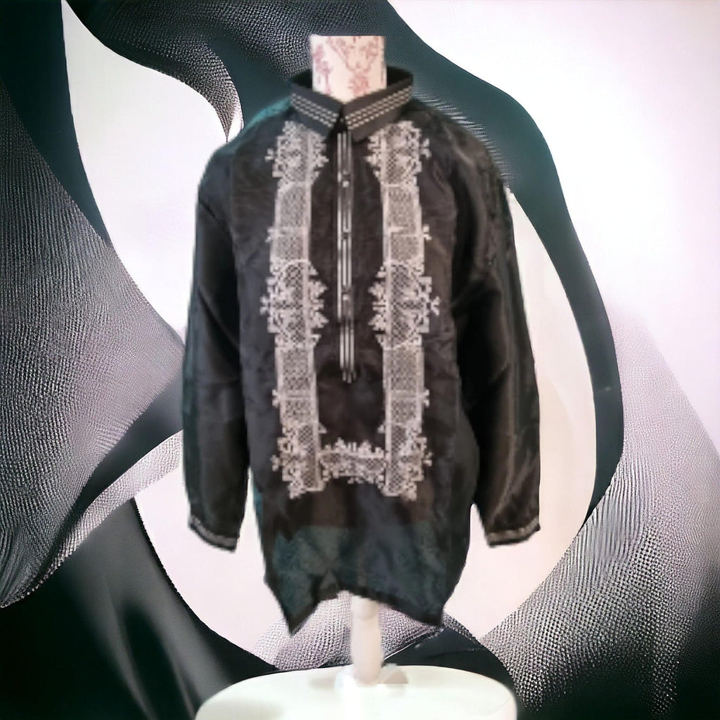 Philippine Herren Barong Schwarz