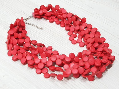 Vegan Coconutshells Necklace red 6 rows 50cm