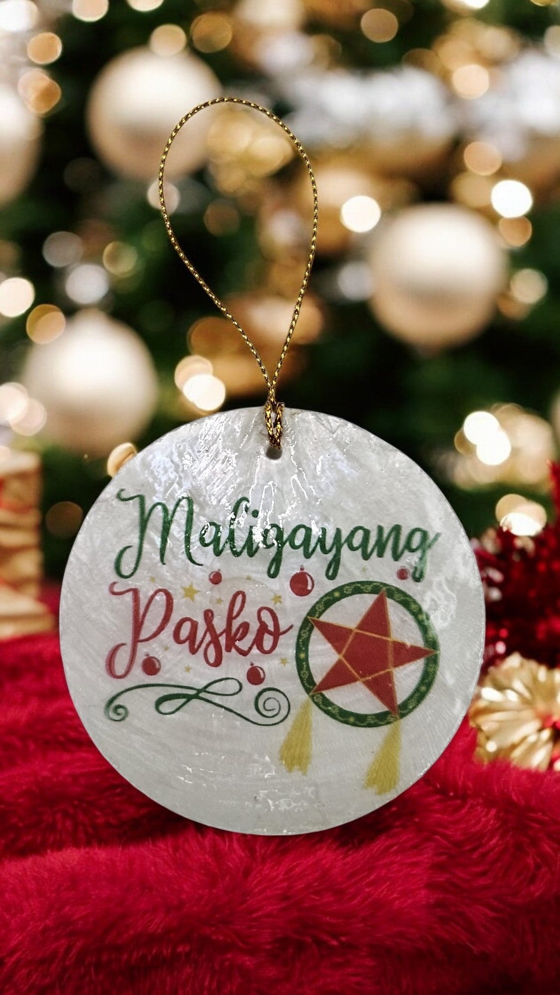 Capiz Ornament "Maligayang Pasko"