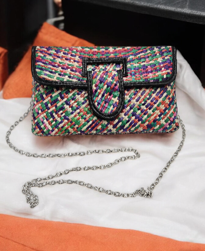 Pandan Overlap Bag/Clutch w/ Chain