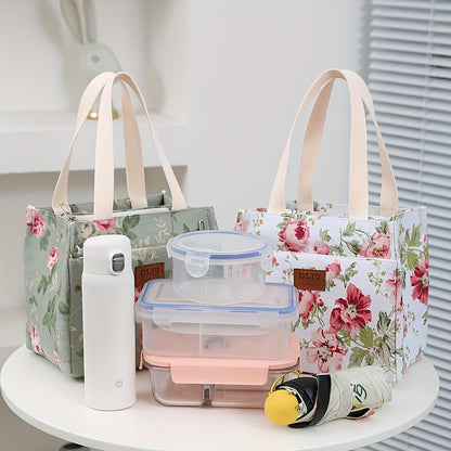 Chic Floral Canvas Lunch Bag  with zipper PREORDER EDD 1012days