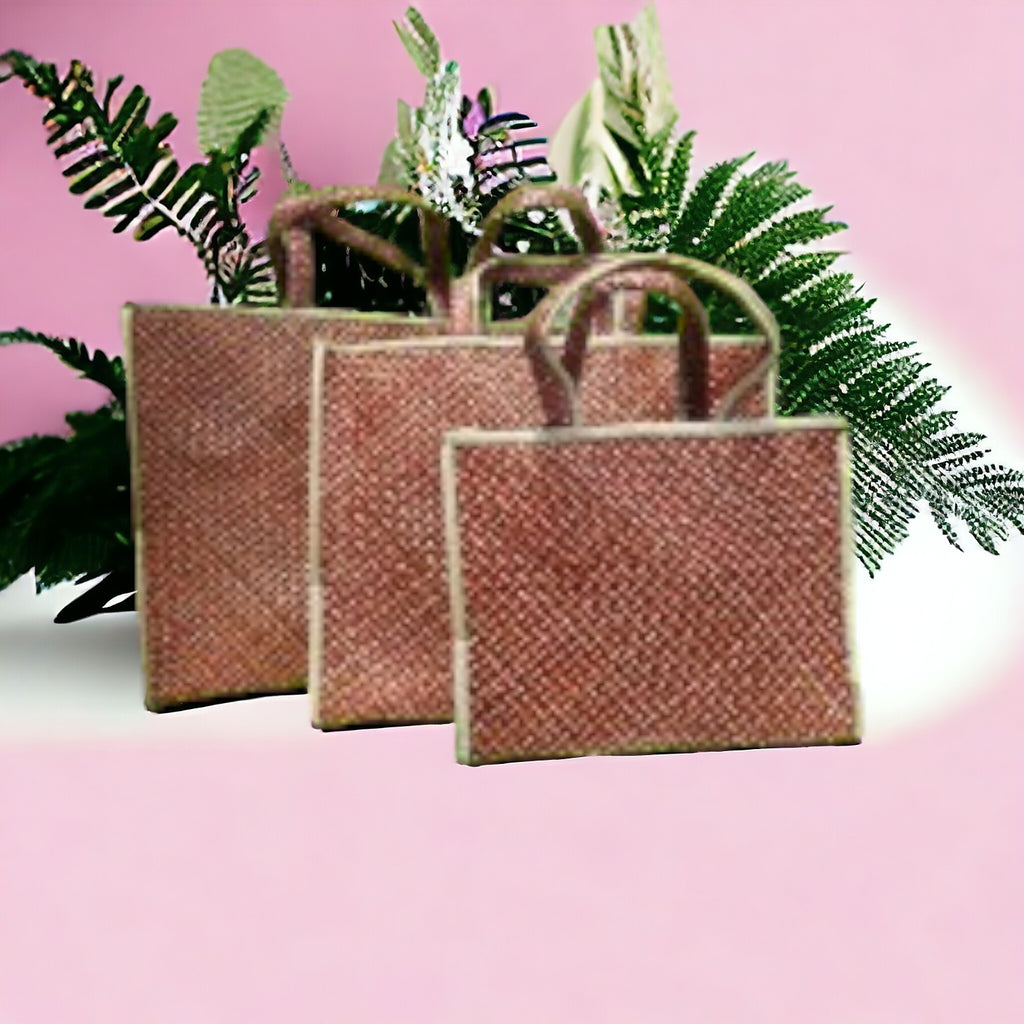 Handmade native Bayong Bag red Triple Wave
