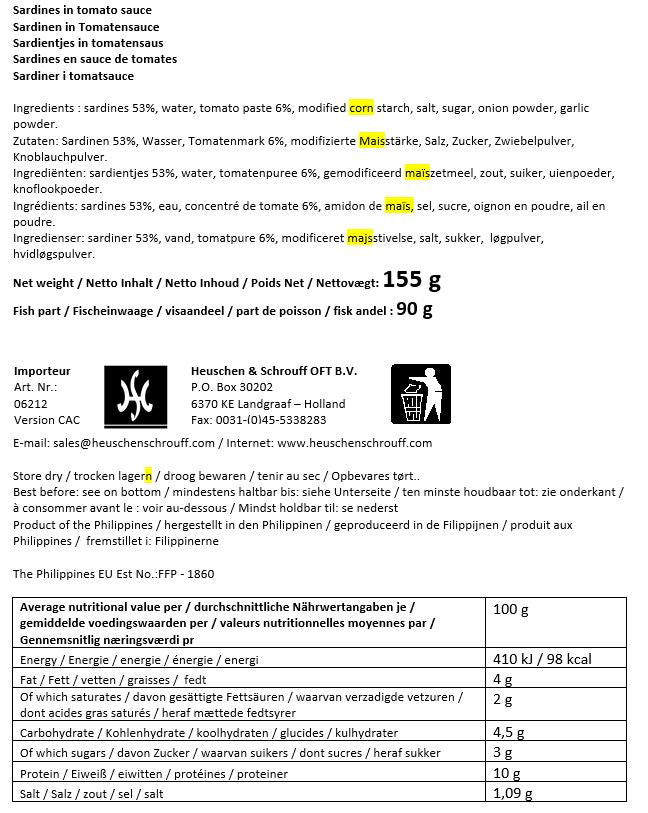 Sardines in Tomato Sauce 155g